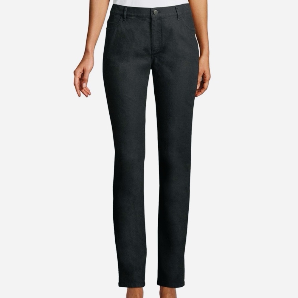Lafayette 148 New York Black Jeans‎ Tapered Straight Leg Stretch Gray Slim Sz 8